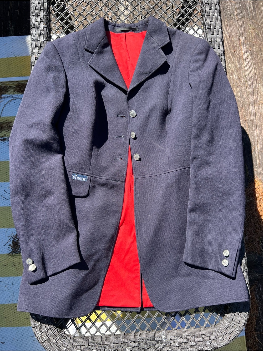Pikeur Dressage Classic Navy Show Coat with Red Lining - US 8L